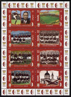 Somalia 1999 Football - Grande Torino perf sheetlet containing 8 values unmounted mint. Note this item is privately produced and is offered purely on its thematic appeal