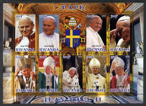 Rwanda 2012 Pope John Paul II #1 perf sheetlet containing 10 (9 values plus label) unmounted mint