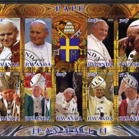 Rwanda 2012 Pope John Paul II #1 perf sheetlet containing 10 (9 values plus label) cto used