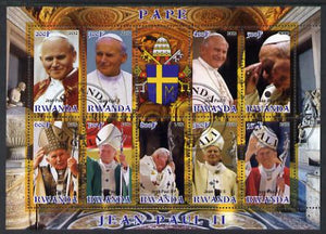Rwanda 2012 Pope John Paul II #1 perf sheetlet containing 10 (9 values plus label) cto used