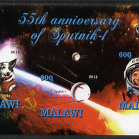 Malawi 2012 55th Anniversary of Sputnik imperf sheetlet containing 3 values unmounted mint