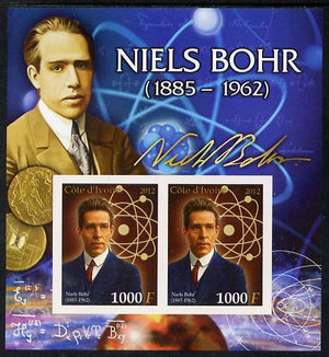 Ivory Coast 2012 Niels Bohr imperf sheetlet containing 2 values unmounted mint