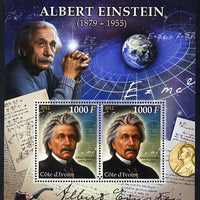 Ivory Coast 2012 Albert Einstein perf sheetlet containing 2 values unmounted mint