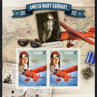 Ivory Coast 2012 Amelia Earhart imperf sheetlet containing 2 values unmounted mint