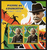 Ivory Coast 2012 Pierre de Coubertin perf sheetlet containing 2 values unmounted mint