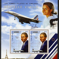 Ivory Coast 2012 Beatrice Vialle (Concorde Pilot) perf sheetlet containing 2 values unmounted mint