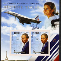 Ivory Coast 2012 Beatrice Vialle (Concorde Pilot) imperf sheetlet containing 2 values unmounted mint