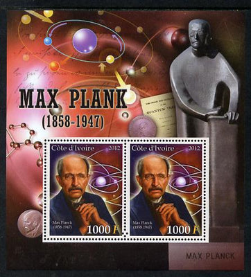 Ivory Coast 2012 Max Plank perf sheetlet containing 2 values unmounted mint