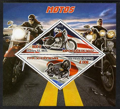 Mali 2012 Motorcycles perf sheetlet containing 2 triangular values unmounted mint