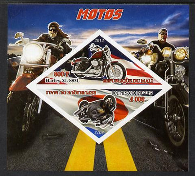 Mali 2012 Motorcycles imperf sheetlet containing 2 triangular values unmounted mint