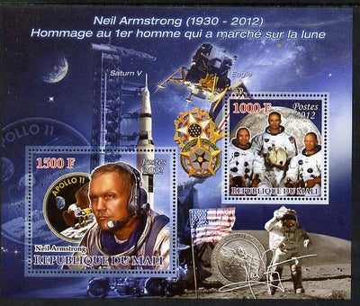 Mali 2012 Neil Armstrong perf sheetlet containing 2 values unmounted mint