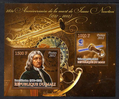 Mali 2012 Death Anniversary of Isaac Newton perf sheetlet containing 2 values unmounted mint