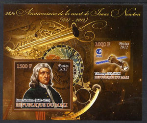 Mali 2012 Death Anniversary of Isaac Newton imperf sheetlet containing 2 values unmounted mint