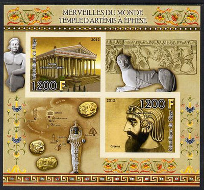 Niger Republic,2012 Wonders of the World - Temple of Artemis imperf sheetlet containing 2 values unmounted mint