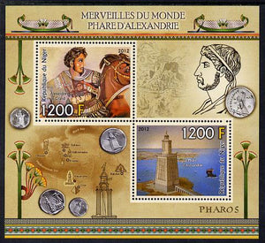 Niger Republic,2012 Wonders of the World - Lighthouse of Alexandria perf sheetlet containing 2 values unmounted mint