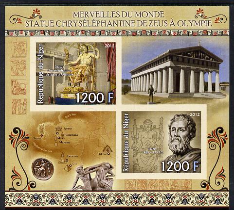 Niger Republic,2012 Wonders of the World - Statue of Zeus at Olympia imperf sheetlet containing 2 values unmounted mint