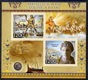 Niger Republic,2012 Wonders of the World - Colossus of Rhodes imperf sheetlet containing 2 values unmounted mint