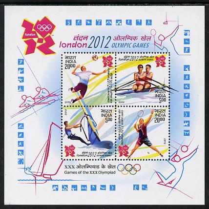 India 2012 London Olympics perf m/sheet containing 4 values unmounted mint