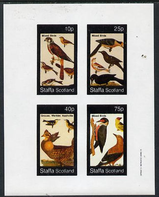 Staffa 1982 Birds #25 (Bird of Prey, Woodpecker, etc) imperf,set of 4 values (10p to 75p) unmounted mint