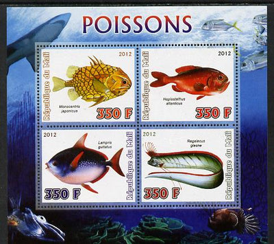 Mali 2012 Fauna - Fish perf sheetlet containing 4 values unmounted mint