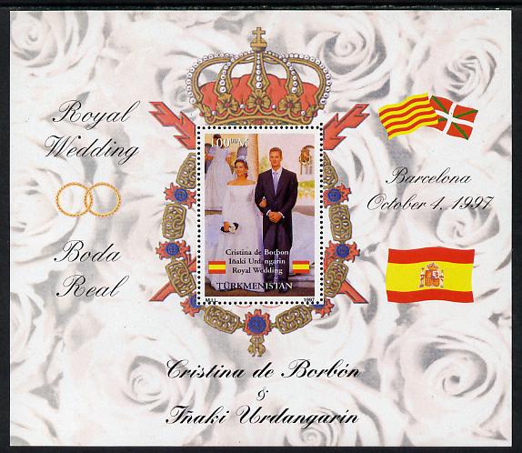 Turkmenistan 1997 Royal Wedding - Duke & Duchess of Mallorca perf m/sheet unmounted mint. Note this item is privately produced and is offered purely on its thematic appeal