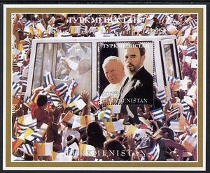 Turkmenistan 1998 Pope John Paul II Visit to Cuba perf m/sheet unmounted mint. Note this item is privately produced and is offered purely on its thematic appeal