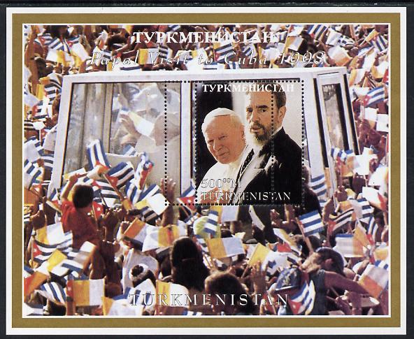 Turkmenistan 1998 Pope John Paul II Visit to Cuba perf m/sheet with perforating comb doubled unmounted mint, most unusual
