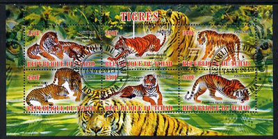 Chad 2013 Tigers perf sheetlet containing 6 values fine cto used