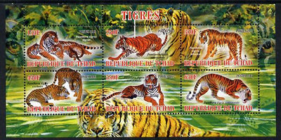 Chad 2013 Tigers perf sheetlet containing 6 values unmounted mint