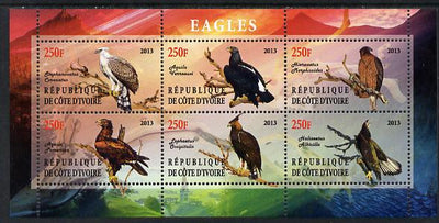 Ivory Coast 2013 Eagles #1 perf sheetlet containing 6 values unmounted mint