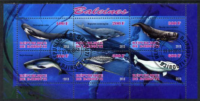 Djibouti 2013 Whales perf sheetlet containing 6 values fine cto used