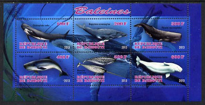 Djibouti 2013 Whales perf sheetlet containing 6 values unmounted mint