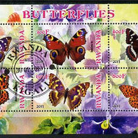 Rwanda 2013 Butterflies #1 perf sheetlet containing 6 values fine cto used