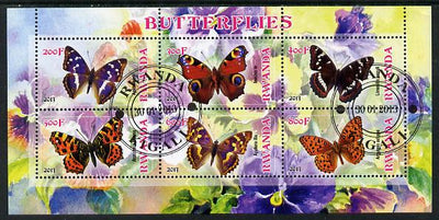 Rwanda 2013 Butterflies #1 perf sheetlet containing 6 values fine cto used