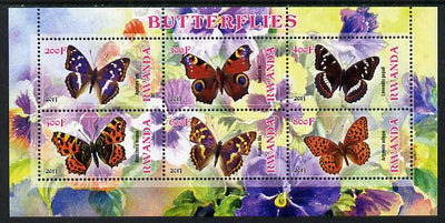 Rwanda 2013 Butterflies #1 perf sheetlet containing 6 values unmounted mint