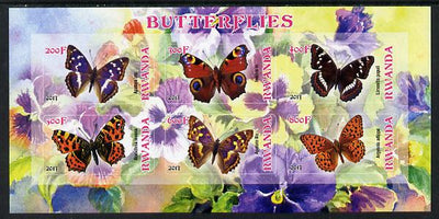 Rwanda 2013 Butterflies #1 imperf sheetlet containing 6 values unmounted mint