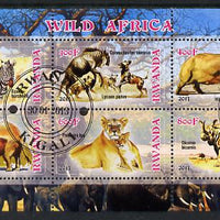 Rwanda 2013 Wild Africa perf sheetlet containing 6 values fine cto used