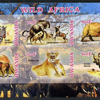 Rwanda 2013 Wild Africa imperf sheetlet containing 6 values unmounted mint