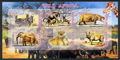 Rwanda 2013 Wild Africa imperf sheetlet containing 6 values unmounted mint