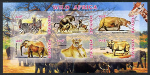 Rwanda 2013 Wild Africa imperf sheetlet containing 6 values unmounted mint