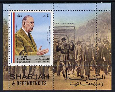 Sharjah 1972 Charles de Gaulle perf m/sheet (Mi BL 84A) unmounted mint