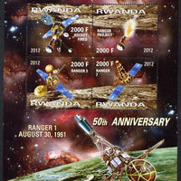 Rwanda 2012 Space - 50th Anniversary of Ranger 1 perf sheetlet containing 4 values unmounted mint