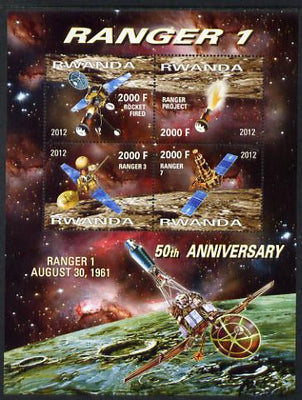Rwanda 2012 Space - 50th Anniversary of Ranger 1 perf sheetlet containing 4 values unmounted mint