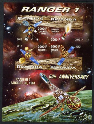 Rwanda 2012 Space - 50th Anniversary of Ranger 1 imperf sheetlet containing 4 values unmounted mint