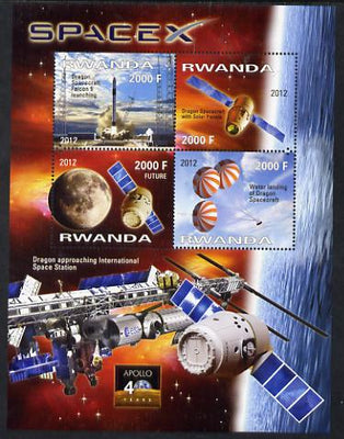 Rwanda 2012 Space - Space X Dragon Flight perf sheetlet containing 4 values unmounted mint