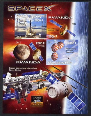 Rwanda 2012 Space - Space X Dragon Flight imperf sheetlet containing 4 values unmounted mint