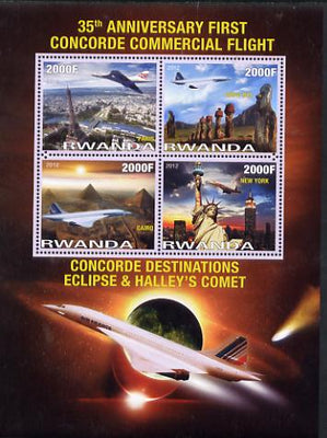 Rwanda 2012 35th Anniversary of First Concorde Flight perf sheetlet containing 4 values unmounted mint