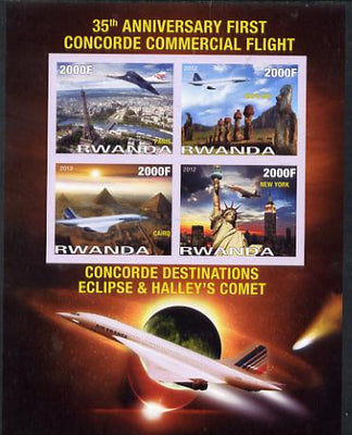 Rwanda 2012 35th Anniversary of First Concorde Flight imperf sheetlet containing 4 values unmounted mint