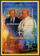Rwanda 2013 Pope John Paul with Mikhail Gorbachev perf deluxe sheet containing 1 value unmounted mint