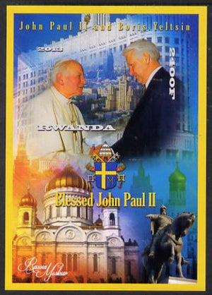 Rwanda 2013 Pope John Paul with Boris Yeltsin perf deluxe sheet containing 1 value unmounted mint